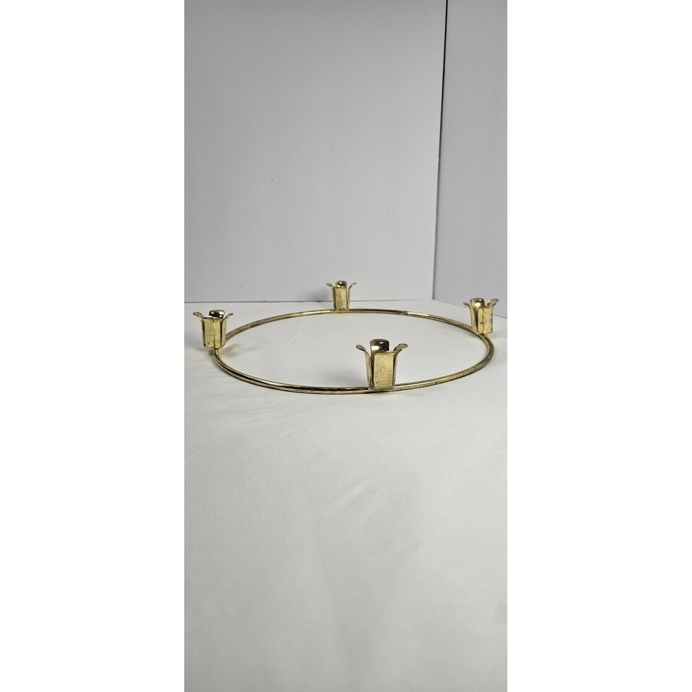 Vintage Autom Brass Advent Wreath Ring Candle Holder‎ 4 Taper Candles Christmas